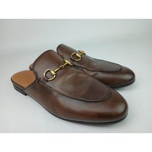 Gucci Women's Brown Leather Princetown Mule Slides Women's Size 37.5